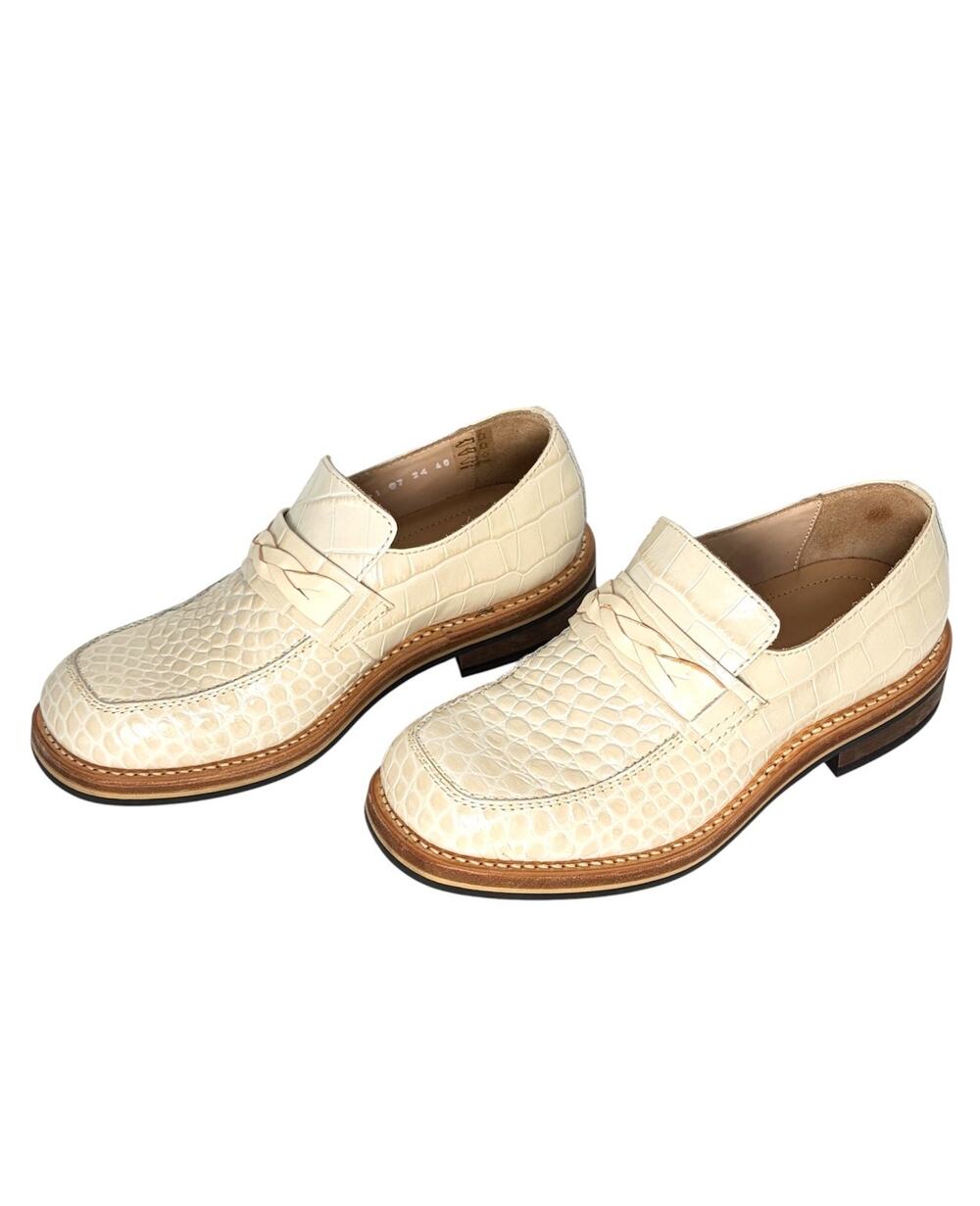 Our Legacy Nakano Vanilla Croc Bull Hide Loafers Size 40 EUR Size US Men 7 NEW
